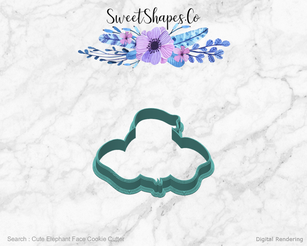 Cute Elephant Face Cookie Cutter — back view