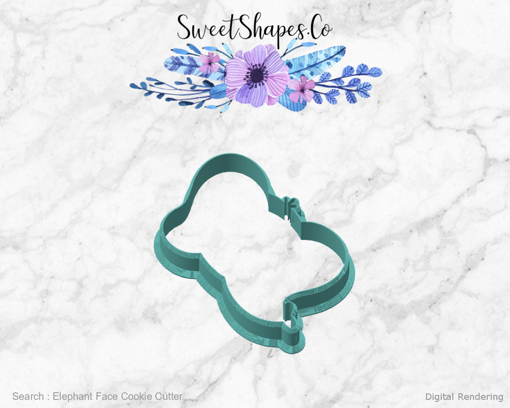 Elephant Face Cookie Cutter — angled front view