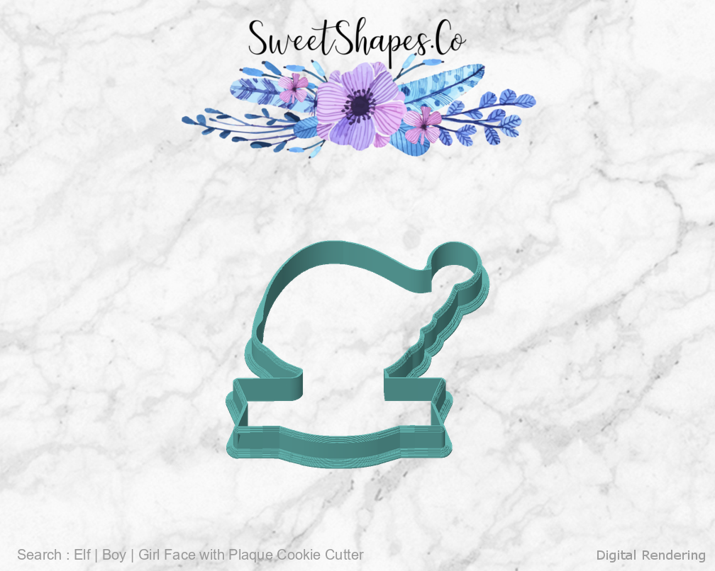 Elf | Boy | Girl Face with Plaque Cookie Cutter — front view