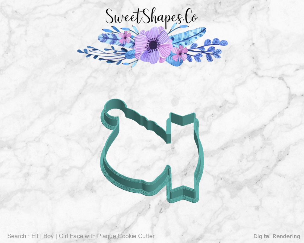 Elf | Boy | Girl Face with Plaque Cookie Cutter — left view