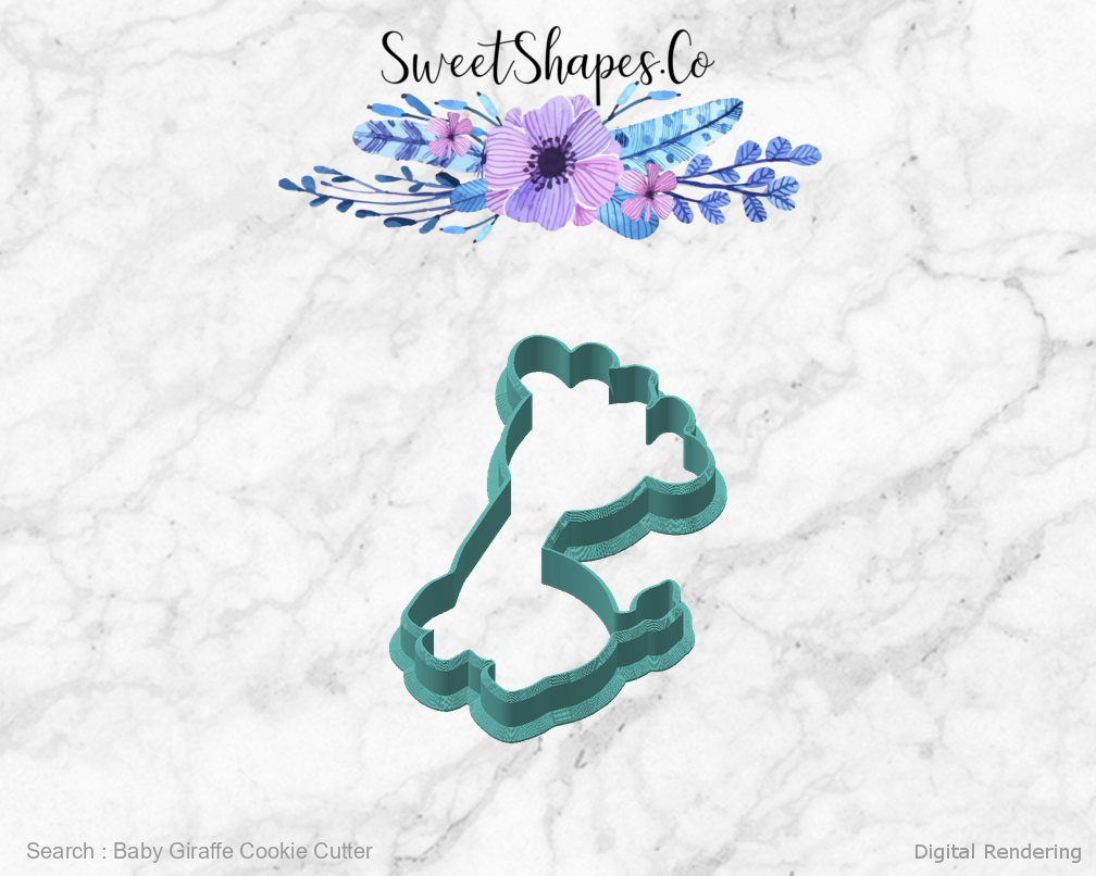 Baby Giraffe Cookie Cutter — angled front view