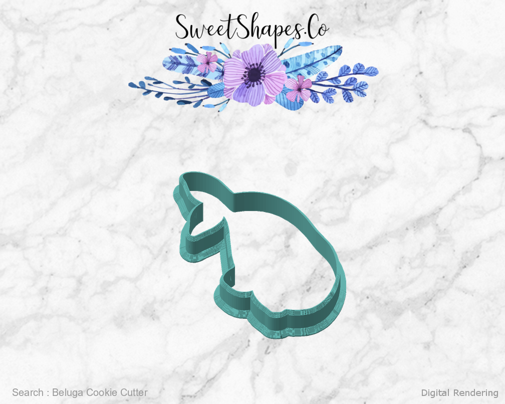 Beluga Cookie Cutter — angled front view