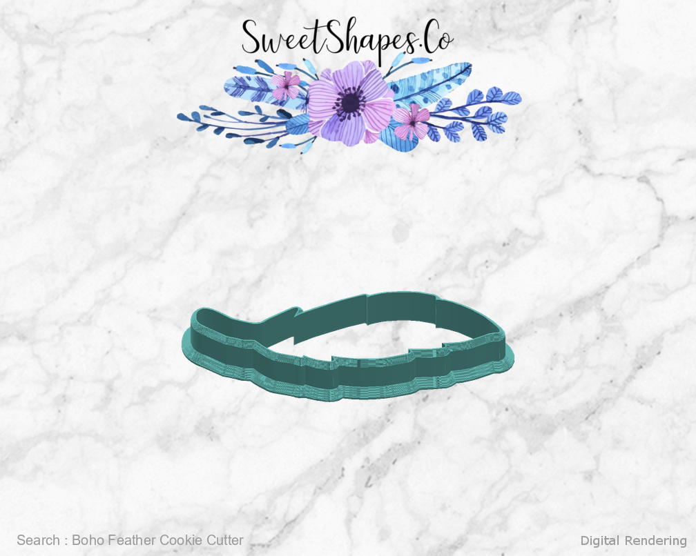 Boho Feather Cookie Cutter — right view