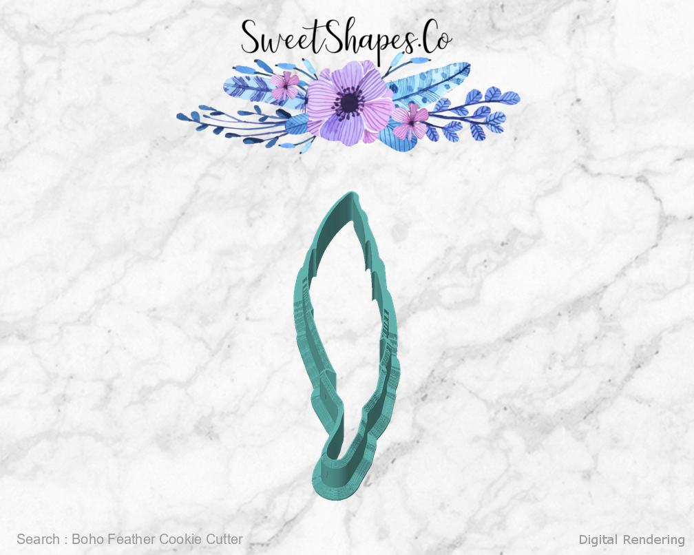 Boho Feather Cookie Cutter — front view