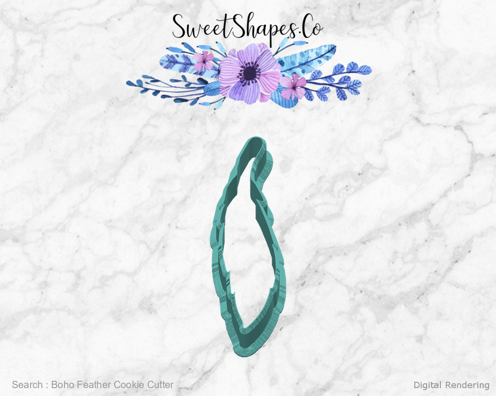 Boho Feather Cookie Cutter — back view