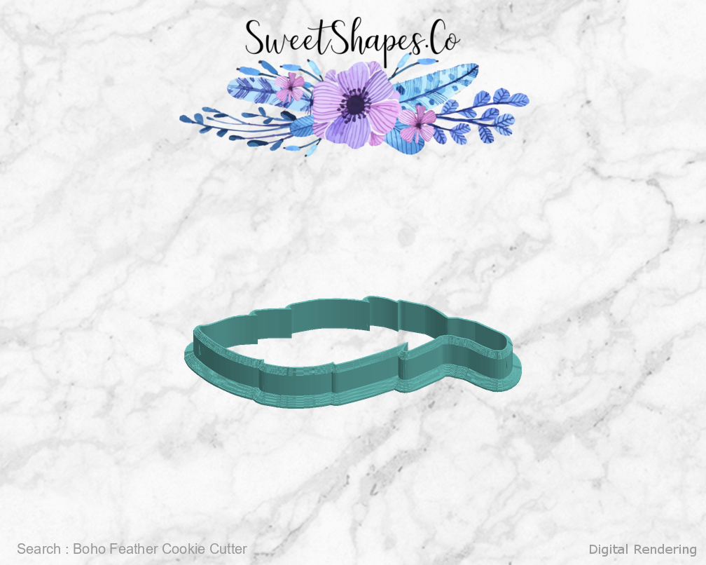 Boho Feather Cookie Cutter — left view
