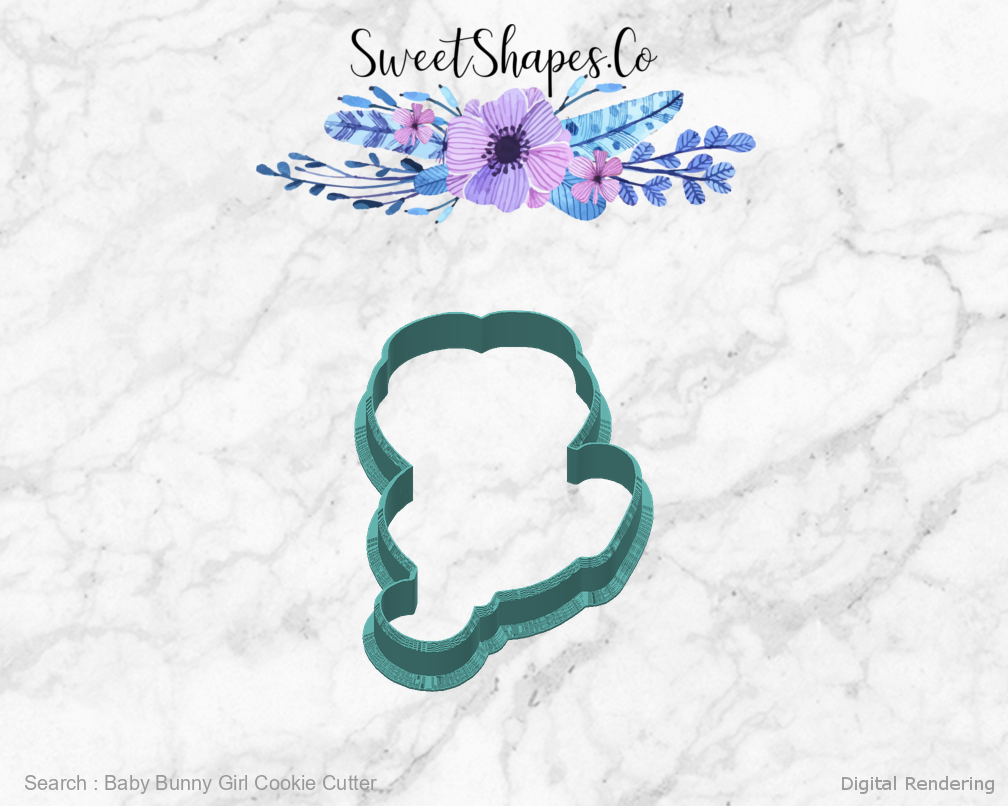 Baby Bunny Girl Cookie Cutter — back view