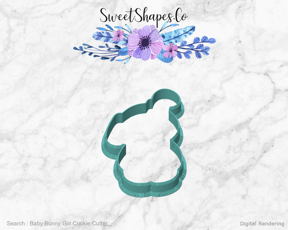 Baby Bunny Girl Cookie Cutter — front view