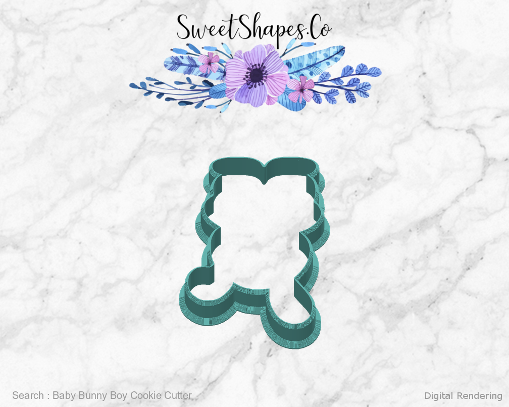 Baby Bunny Boy Cookie Cutter — back view