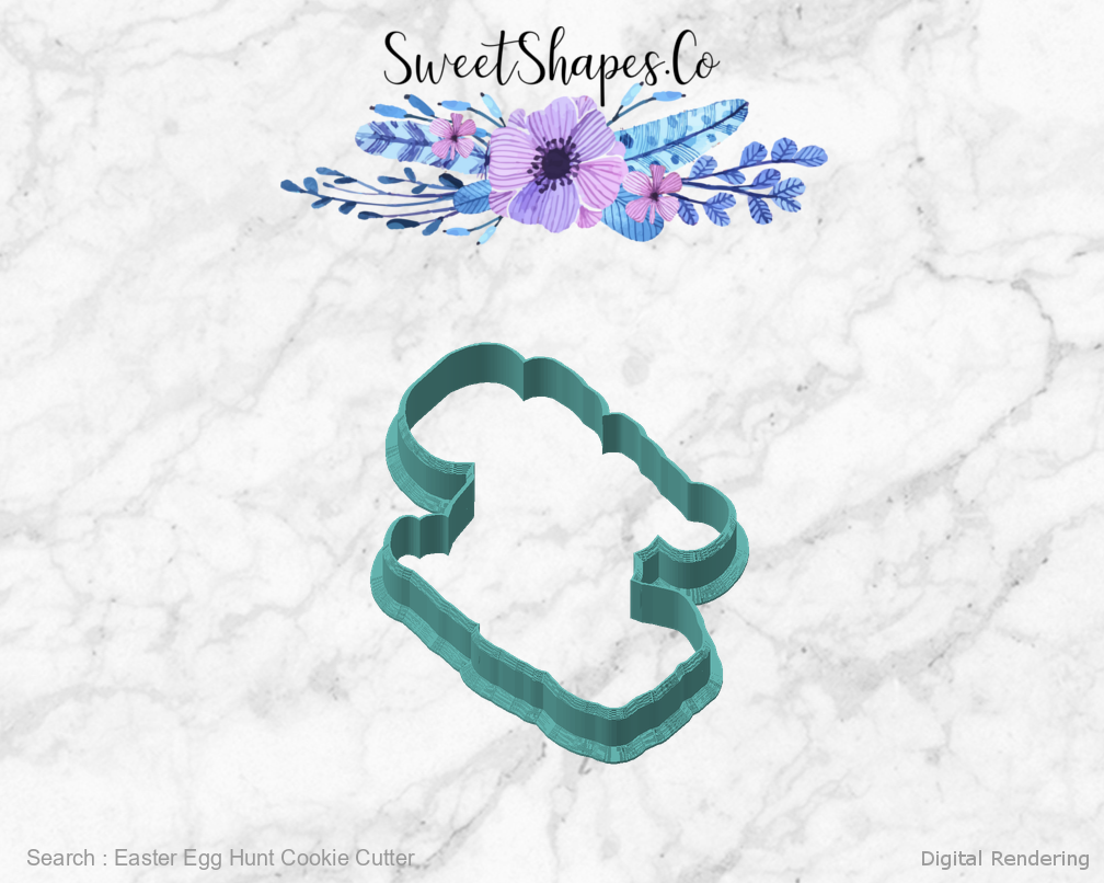 Easter Egg Hunt Cookie Cutter — angled front view