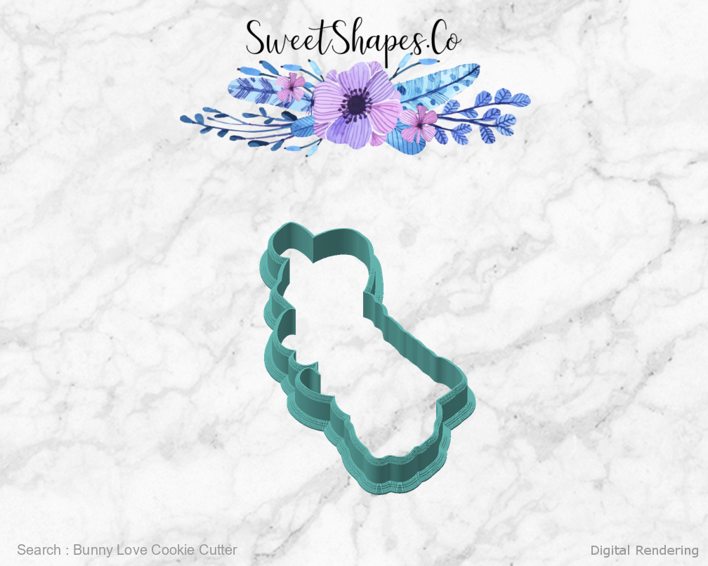 Bunny Love Cookie Cutter — angled front view
