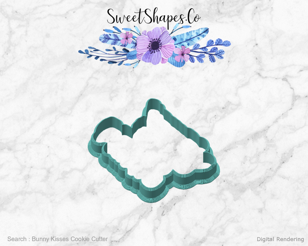 Bunny Kisses Cookie Cutter — angled front view