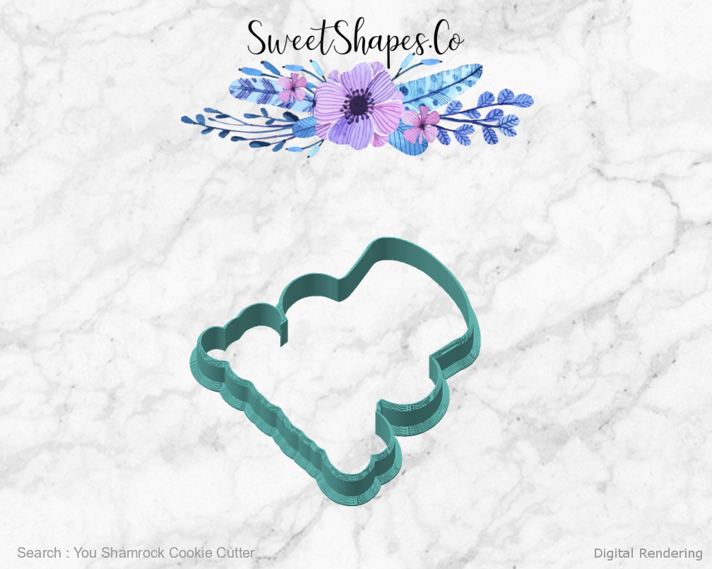 You Shamrock Cookie Cutter — angled front view