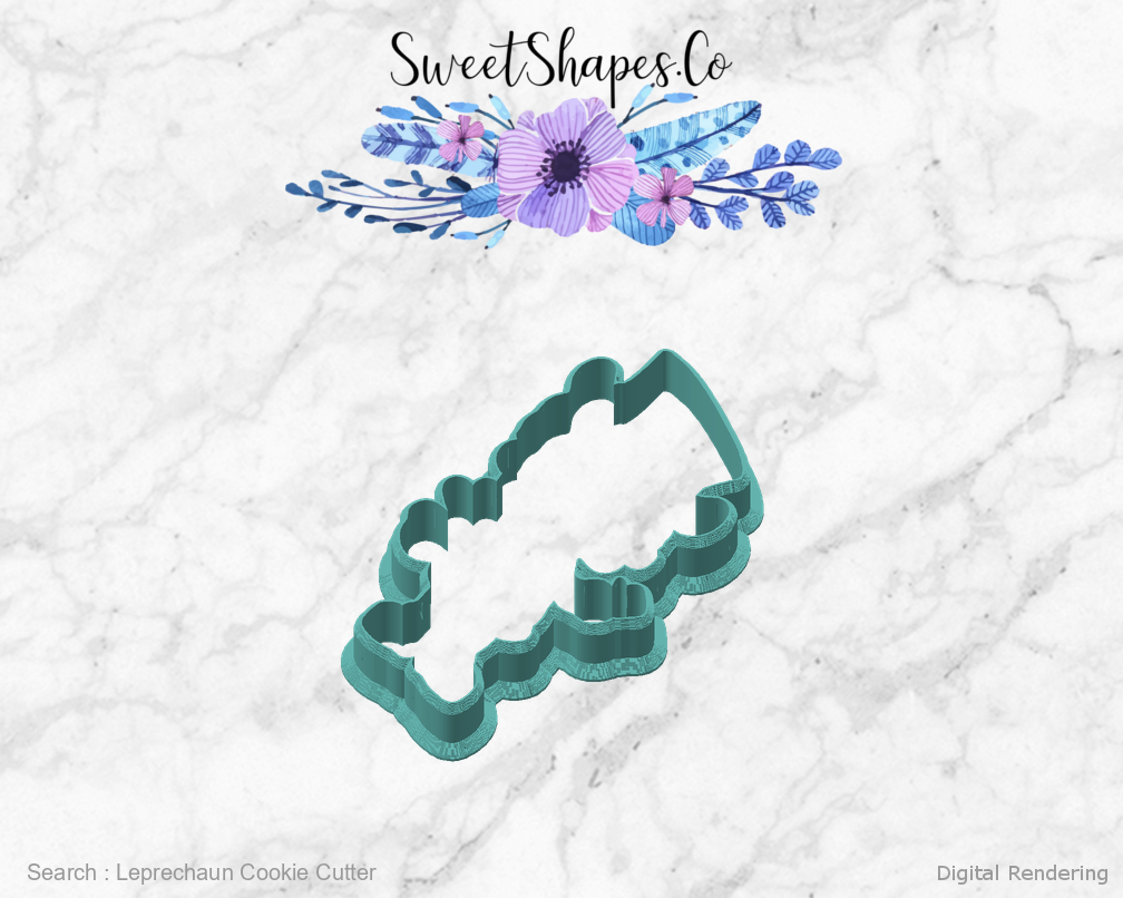 Leprechaun Cookie Cutter — angled front view
