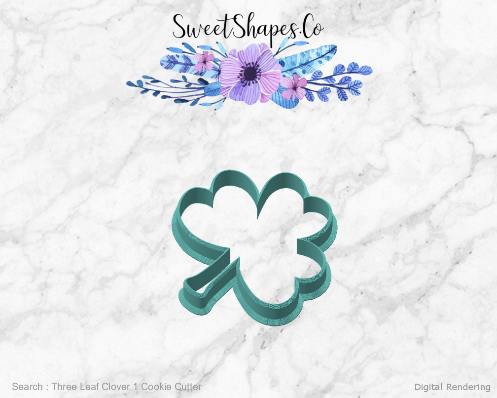 Three Leaf Clover 1 Cookie Cutter — angled front view