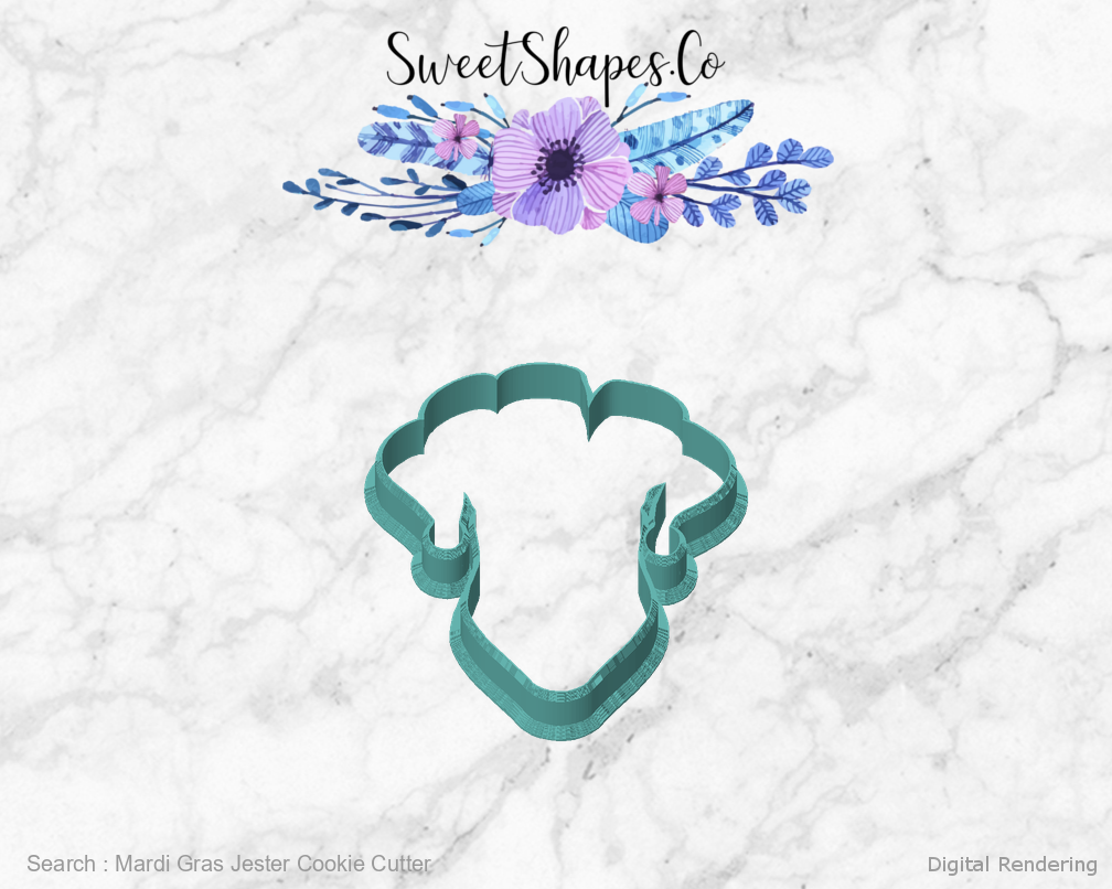 Mardi Gras Jester Cookie Cutter — front view