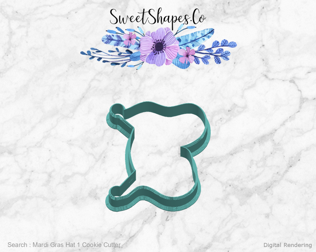 Mardi Gras Hat 1 Cookie Cutter — right view