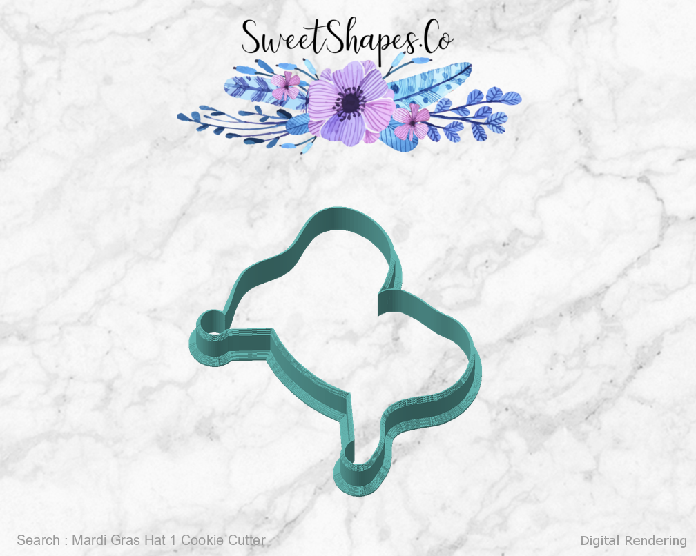 Mardi Gras Hat 1 Cookie Cutter — angled front view