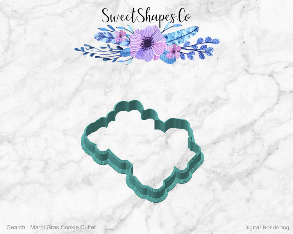 Mardi Gras Cookie Cutter — angled front view