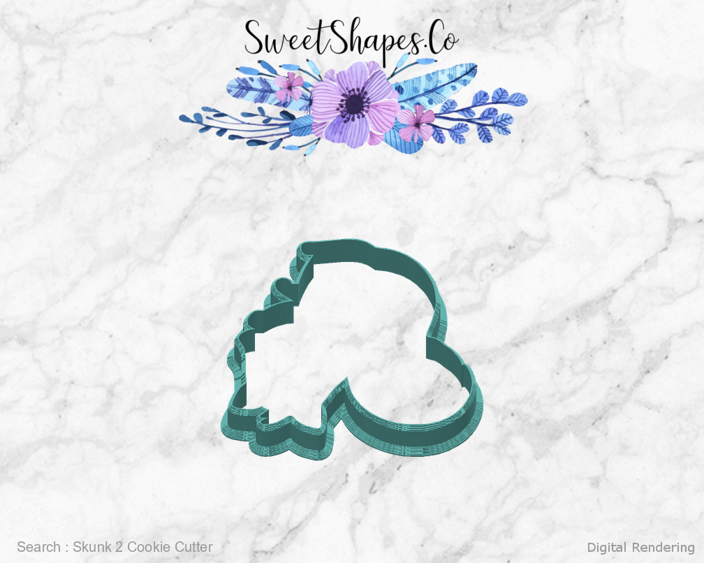 Skunk 2 Cookie Cutter — back view