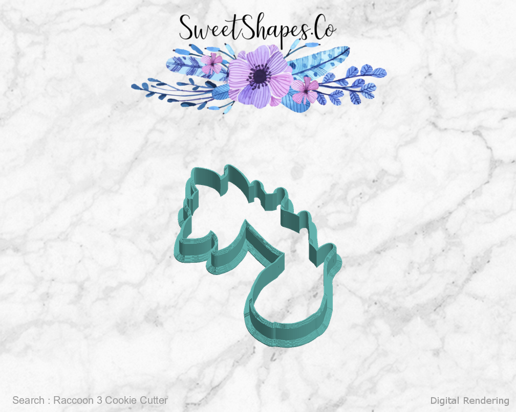 Raccoon 3 Cookie Cutter — left view