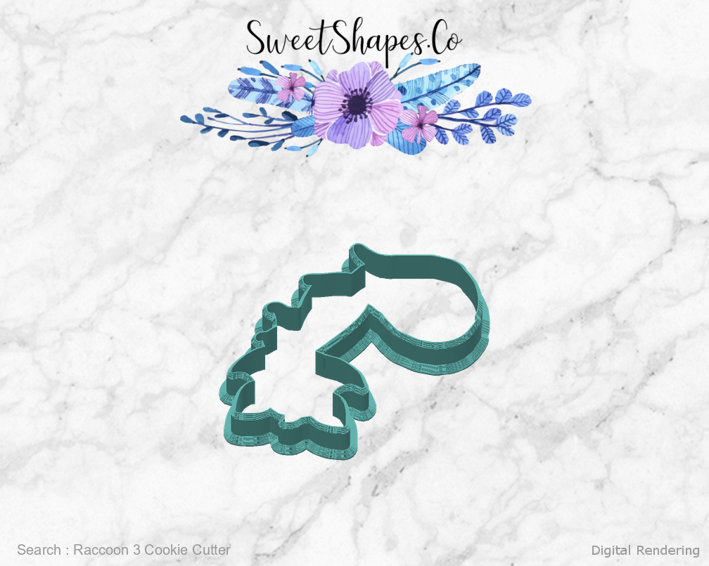 Raccoon 3 Cookie Cutter — back view