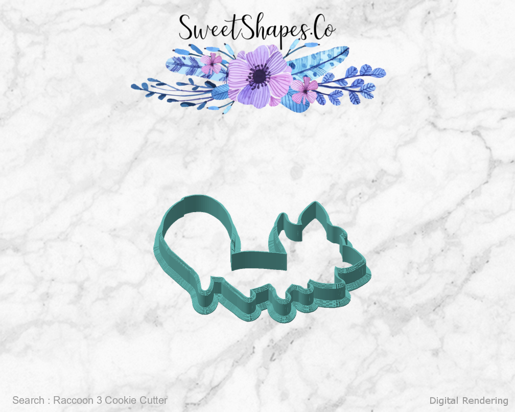Raccoon 3 Cookie Cutter — angled front view