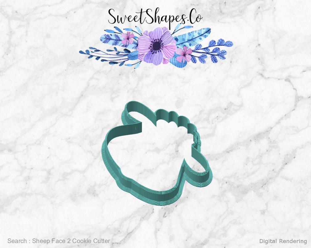Sheep Face 2 Cookie Cutter — angled front view