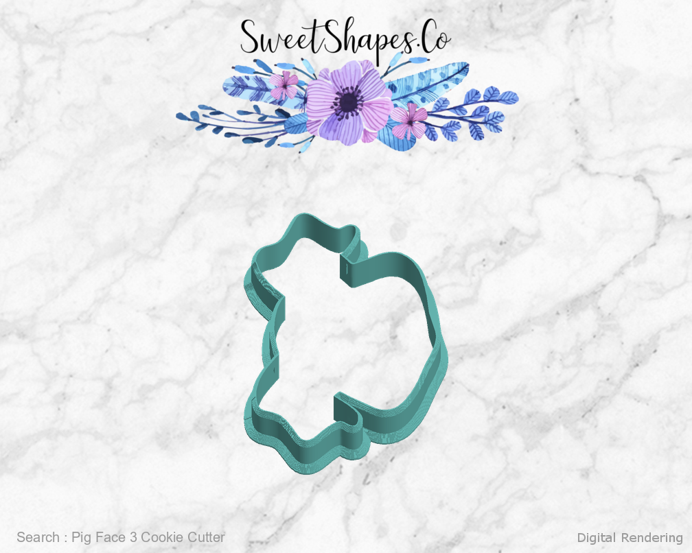 Pig Face 3 Cookie Cutter — left view