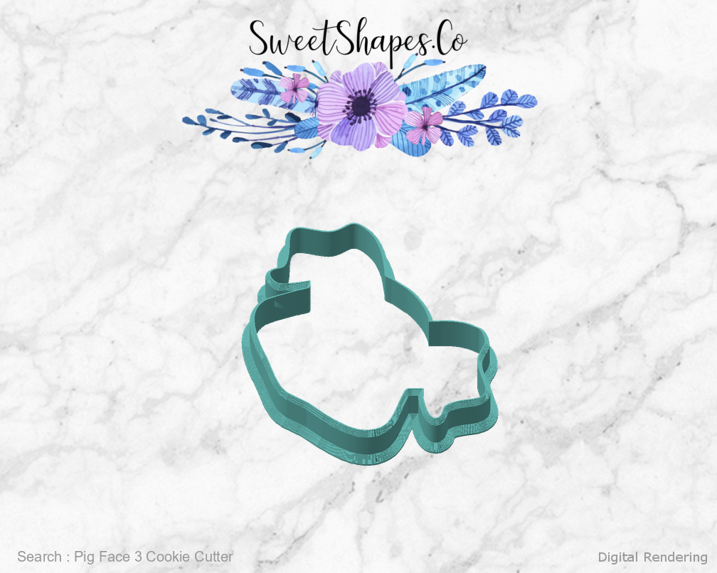 Pig Face 3 Cookie Cutter — angled front view