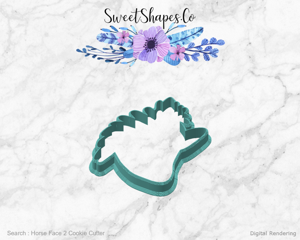 Horse Face 2 Cookie Cutter — angled front view