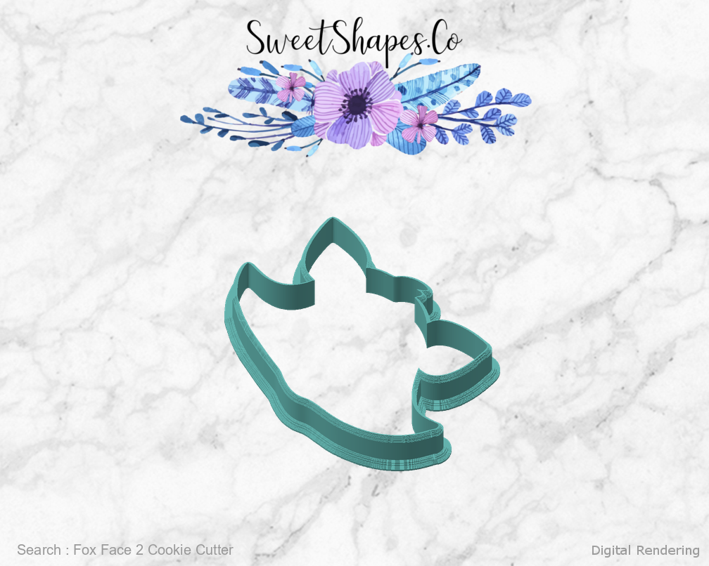Fox Face 2 Cookie Cutter — angled front view