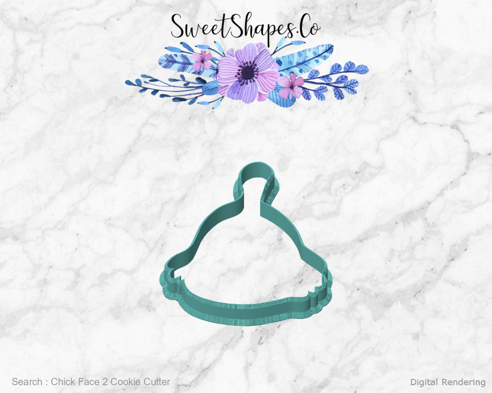 Chick Face 2 Cookie Cutter — front view
