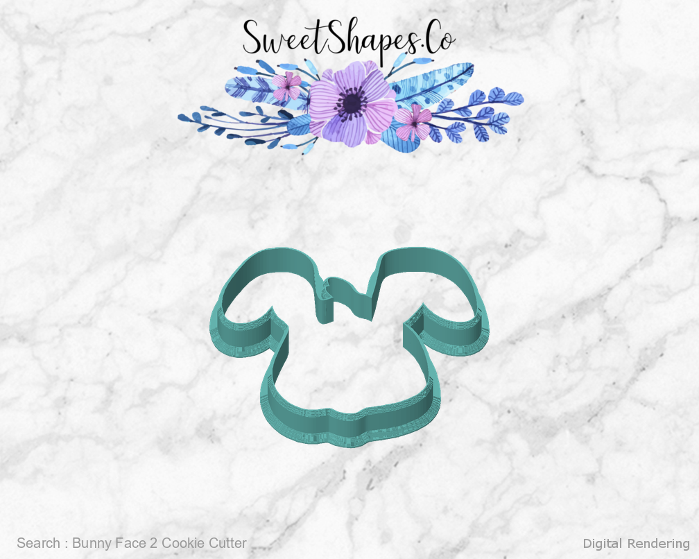 Bunny Face 2 Cookie Cutter — front view