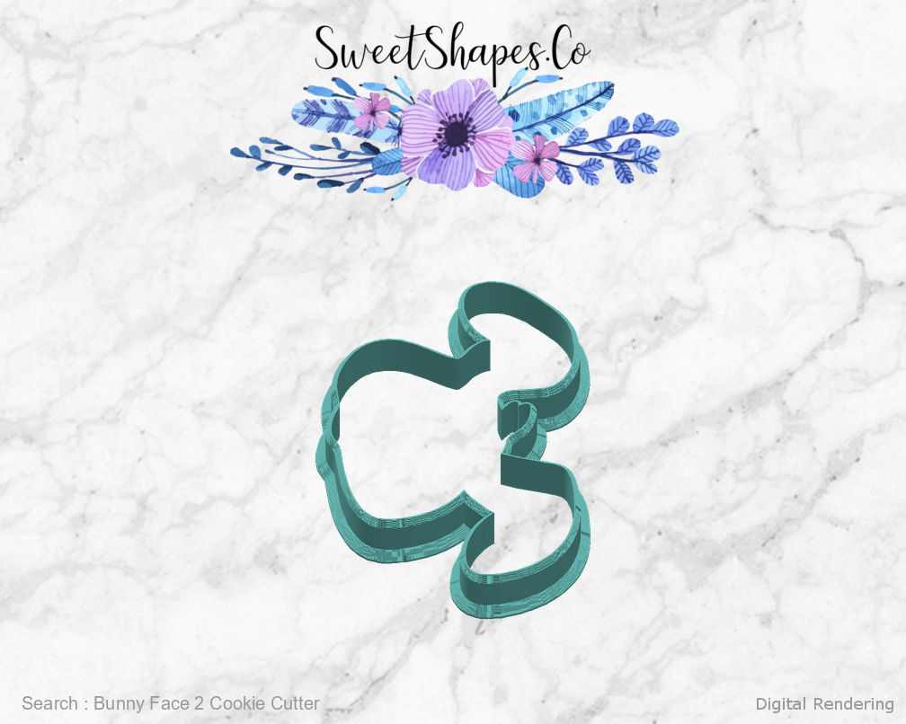 Bunny Face 2 Cookie Cutter — right view