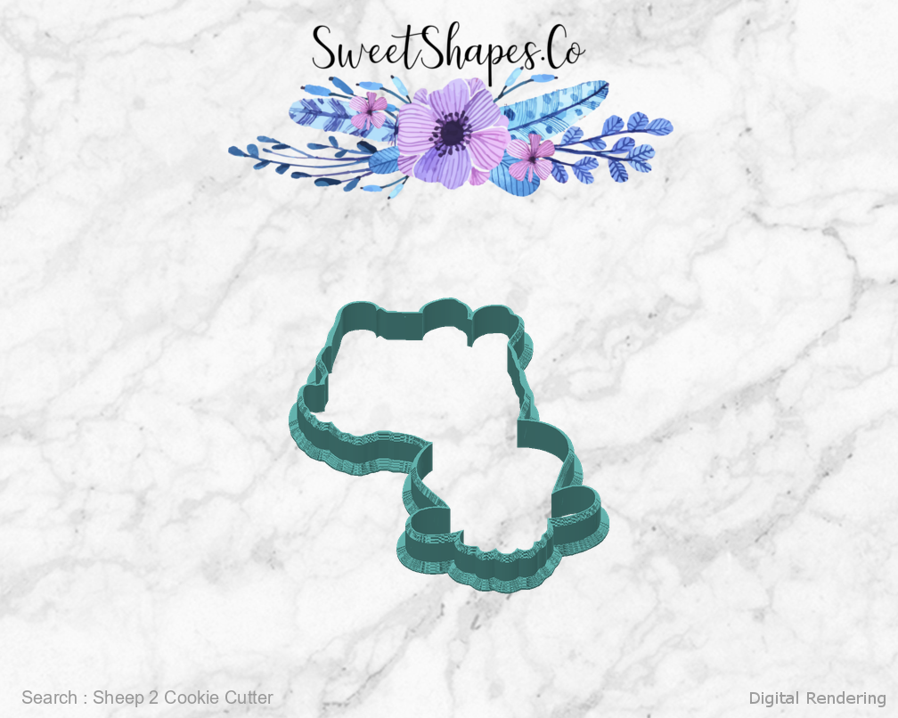 Sheep 2 Cookie Cutter — back view