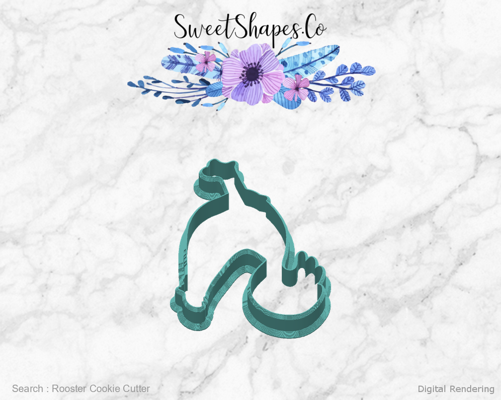 Rooster Cookie Cutter — back view