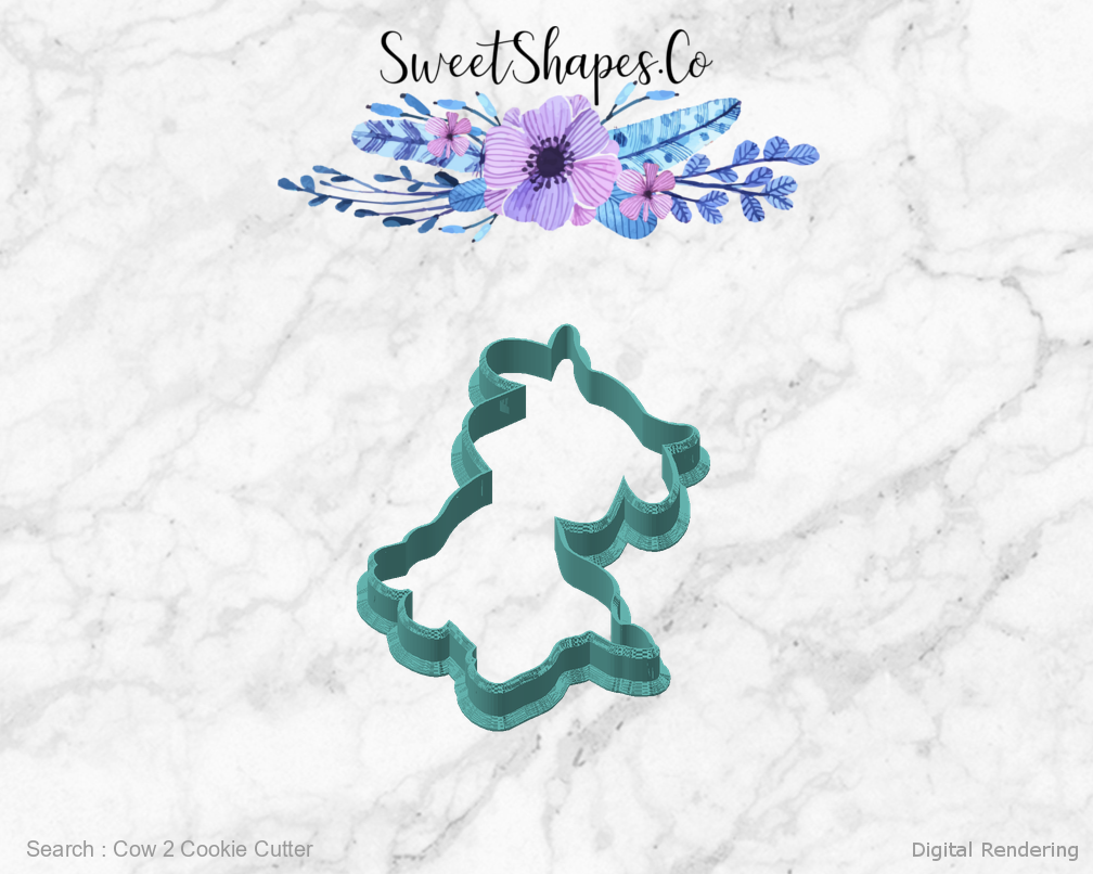 Cow 2 Cookie Cutter — angled front view