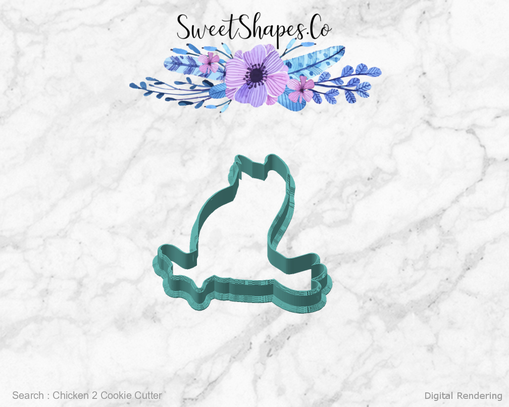 Chicken 2 Cookie Cutter — angled front view