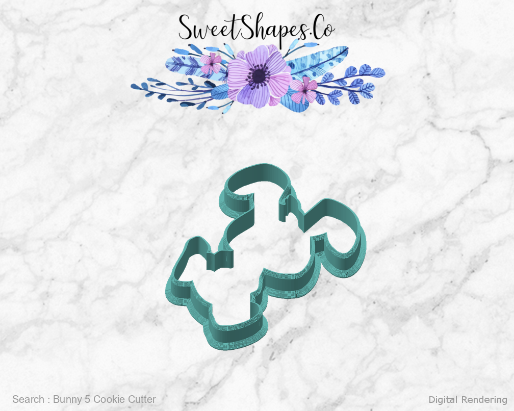 Bunny 5 Cookie Cutter — angled front view