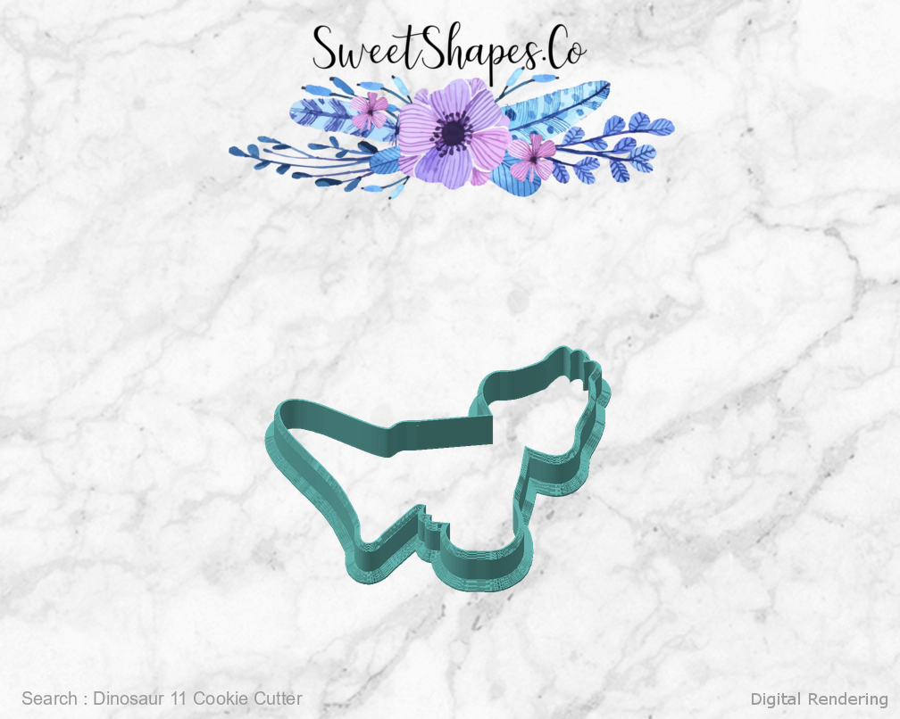 Dinosaur 11 Cookie Cutter — angled front view