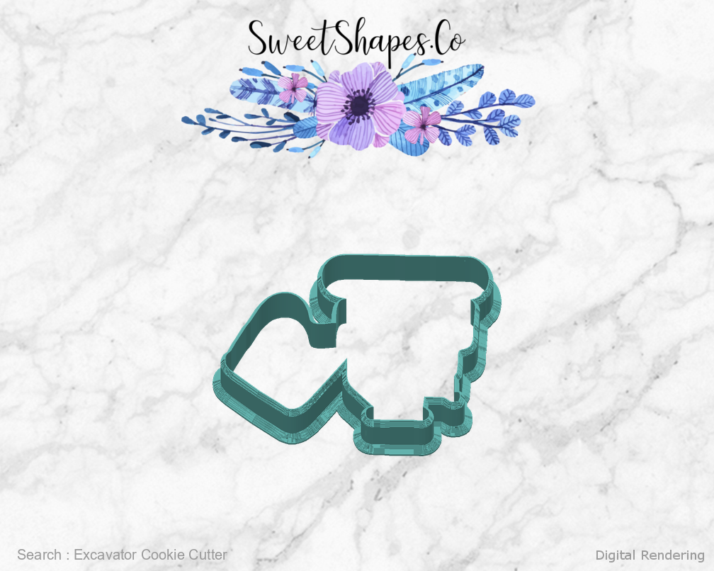 Excavator Cookie Cutter — back view