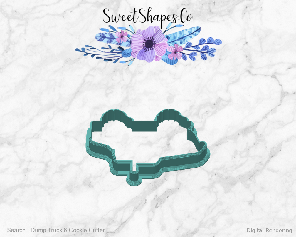 Dump Truck 6 Cookie Cutter — back view