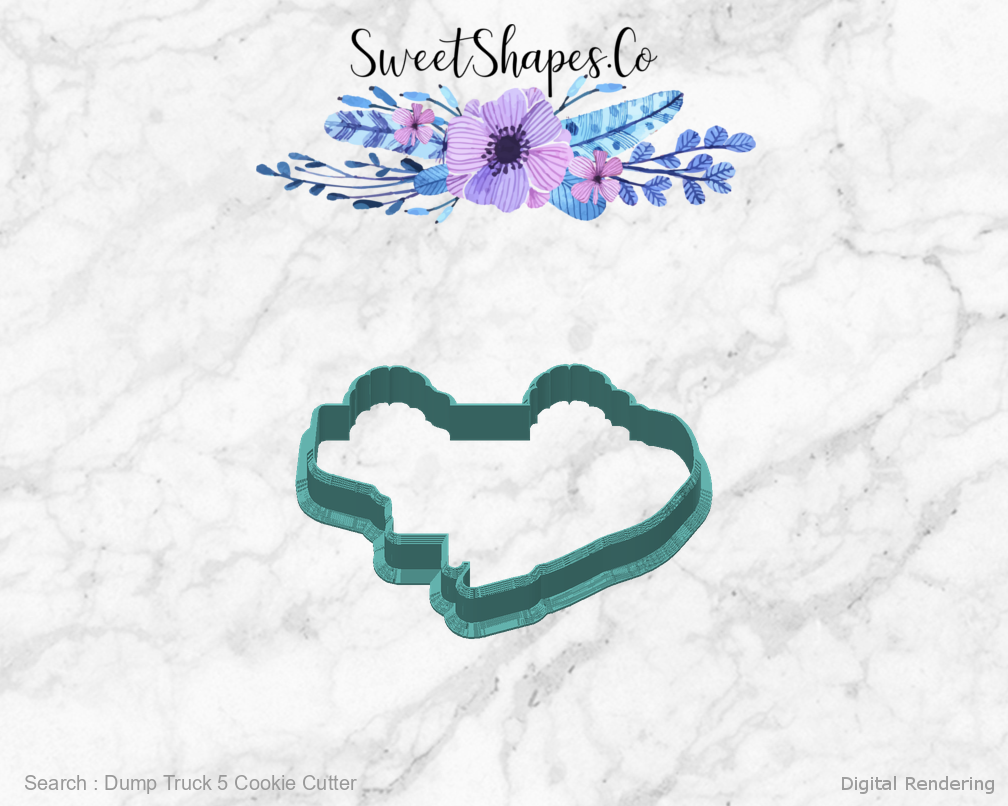 Dump Truck 5 Cookie Cutter — back view