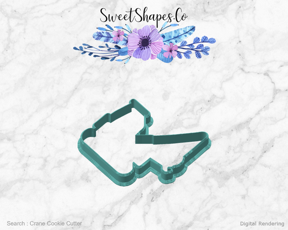 Crane Cookie Cutter — angled front view