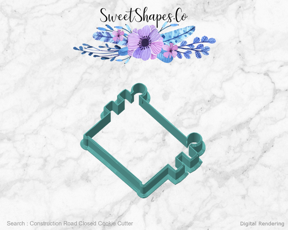 Construction Road Closed Cookie Cutter — angled front view