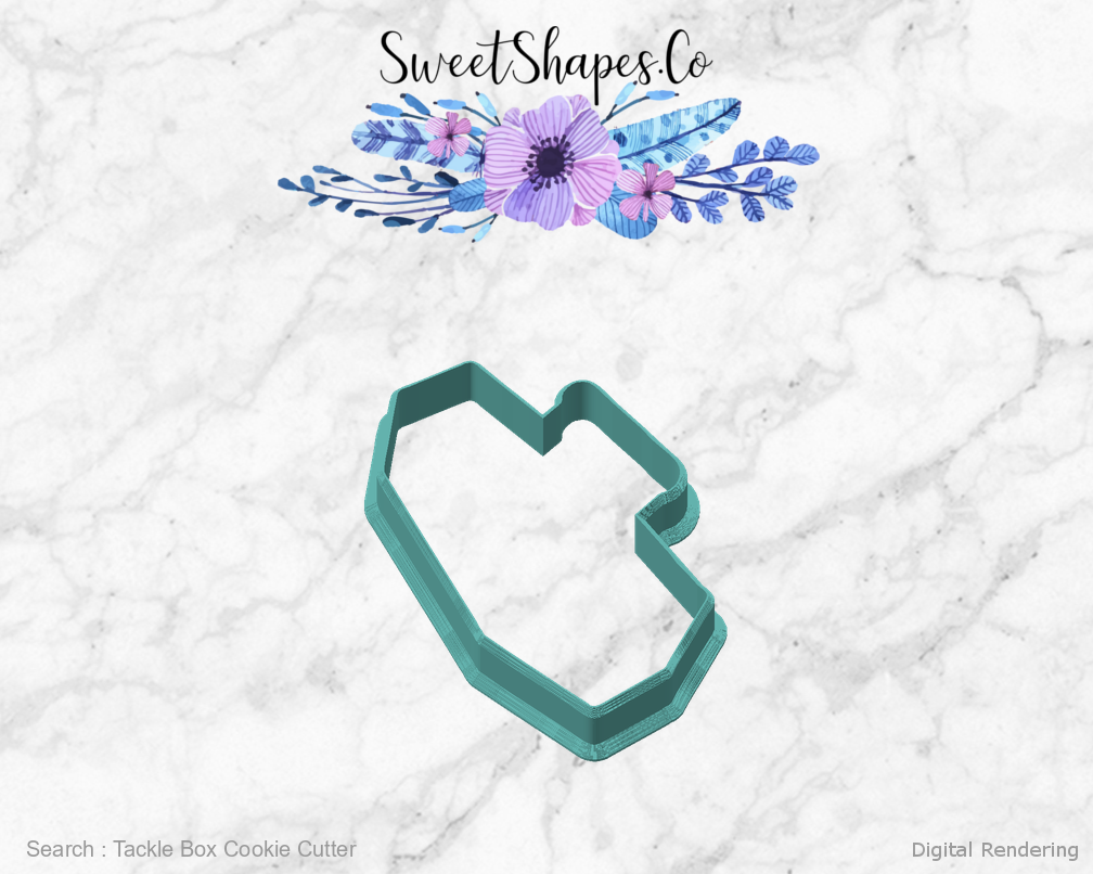 Tackle Box Cookie Cutter — angled front view