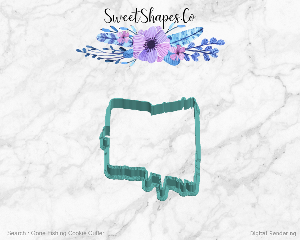 Gone Fishing Cookie Cutter — left view