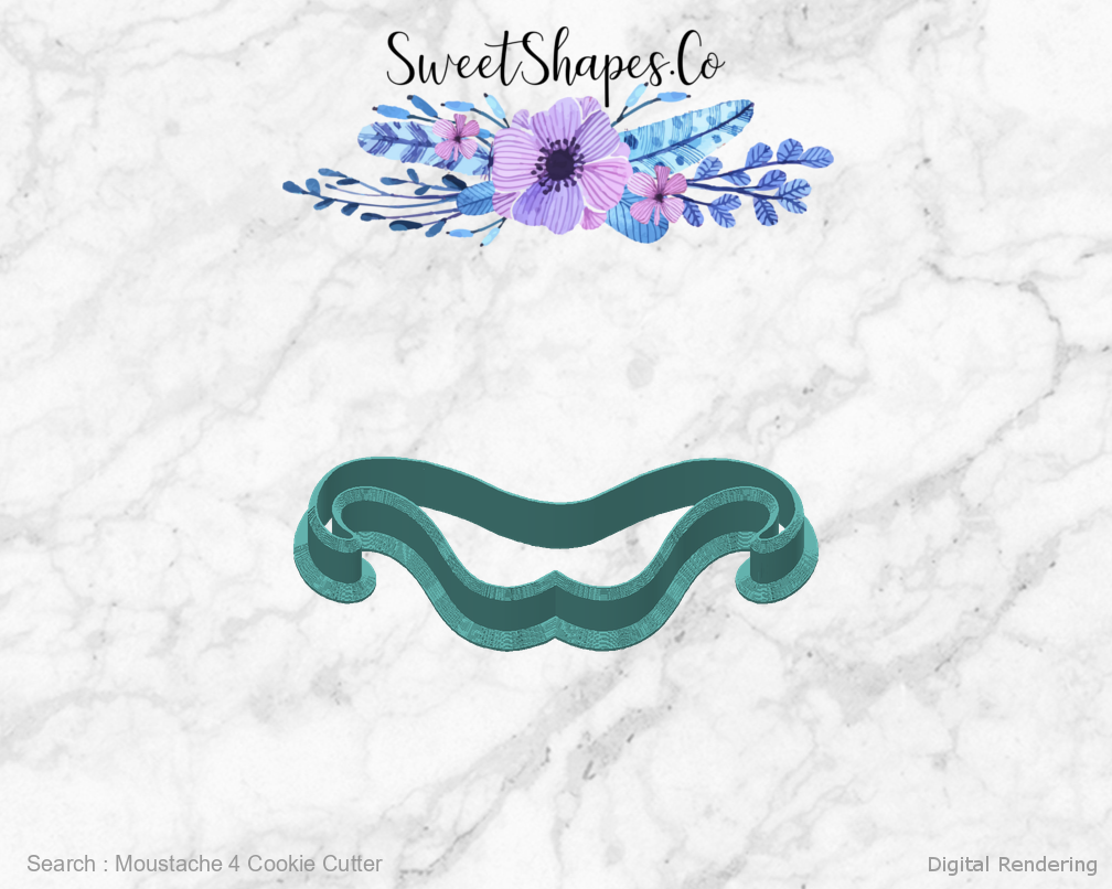 Moustache 4 Cookie Cutter — back view