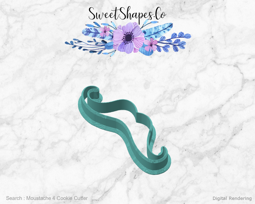 Moustache 4 Cookie Cutter — angled front view